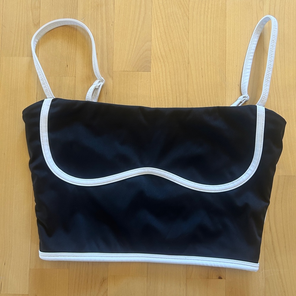 Cropped Black & White Workout Top